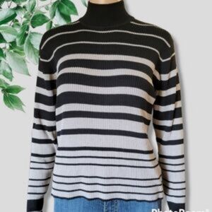 Vintage Hong Kong Made Yarn Worker's Striped Knit Swea